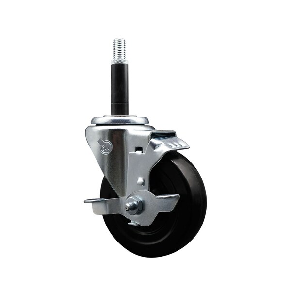 Service Caster 4'' SS Soft Rubber Swivel 3/4'' Expanding Stem Caster with Brake SCC-SSEX20S414-SRS-TLB-34 - main